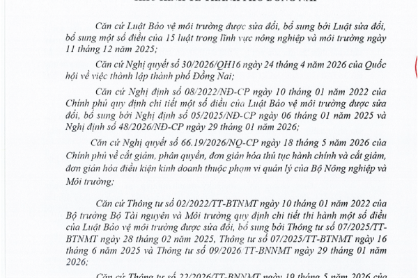 THÔNG BÁO: CÔNG TY TNHH WOOSUNG VIỆT NAM CHÍNH THỨC ĐƯỢC CẤP GIẤY PHÉP MÔI TRƯỜNG MỚI